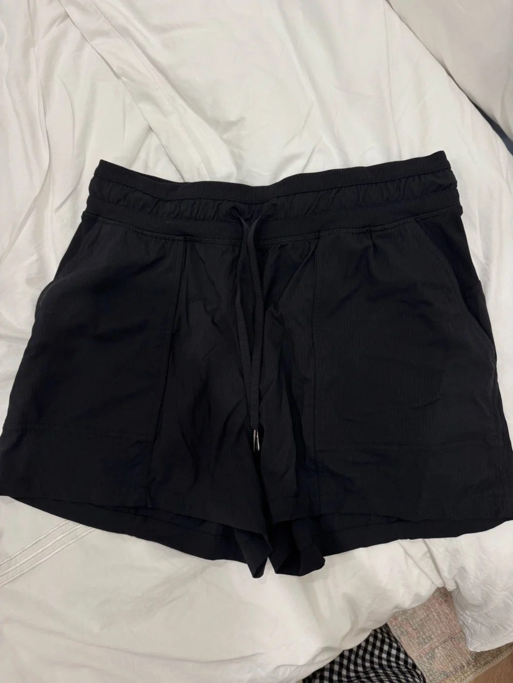 Black Athletic Shorts with Drawstring Waist